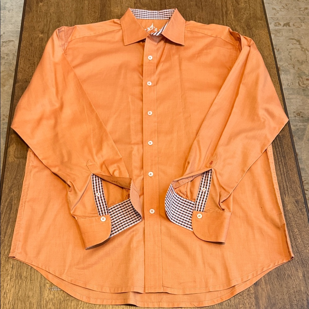 Robert Graham Men's Orange Casual Button Down Shirt